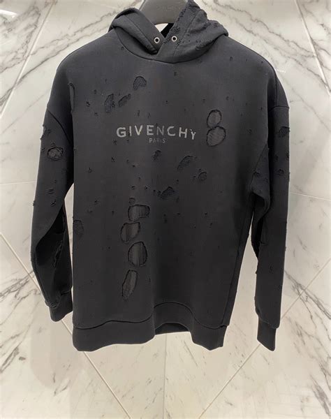 givenchy black sweater hoodie|Givenchy destroyed hoodie.